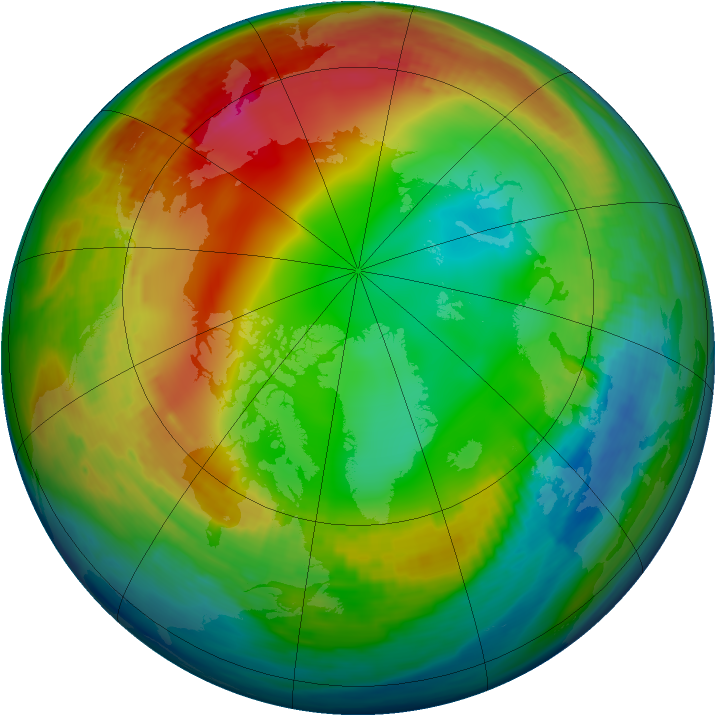 Arctic ozone map for 16 January 1990